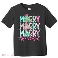 Floral Merry Merry Merry Christmas Holiday Festive Toddler T-Shirt thumb 0