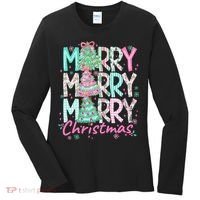 Floral Merry Merry Merry Christmas Holiday Festive Women's Long Sleeve Shirt thumb 0