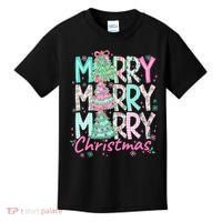 Floral Merry Merry Merry Christmas Holiday Festive Kids T-Shirt thumb 0