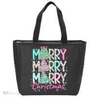 Floral Merry Merry Merry Christmas Holiday Festive Tote Bag thumb 0