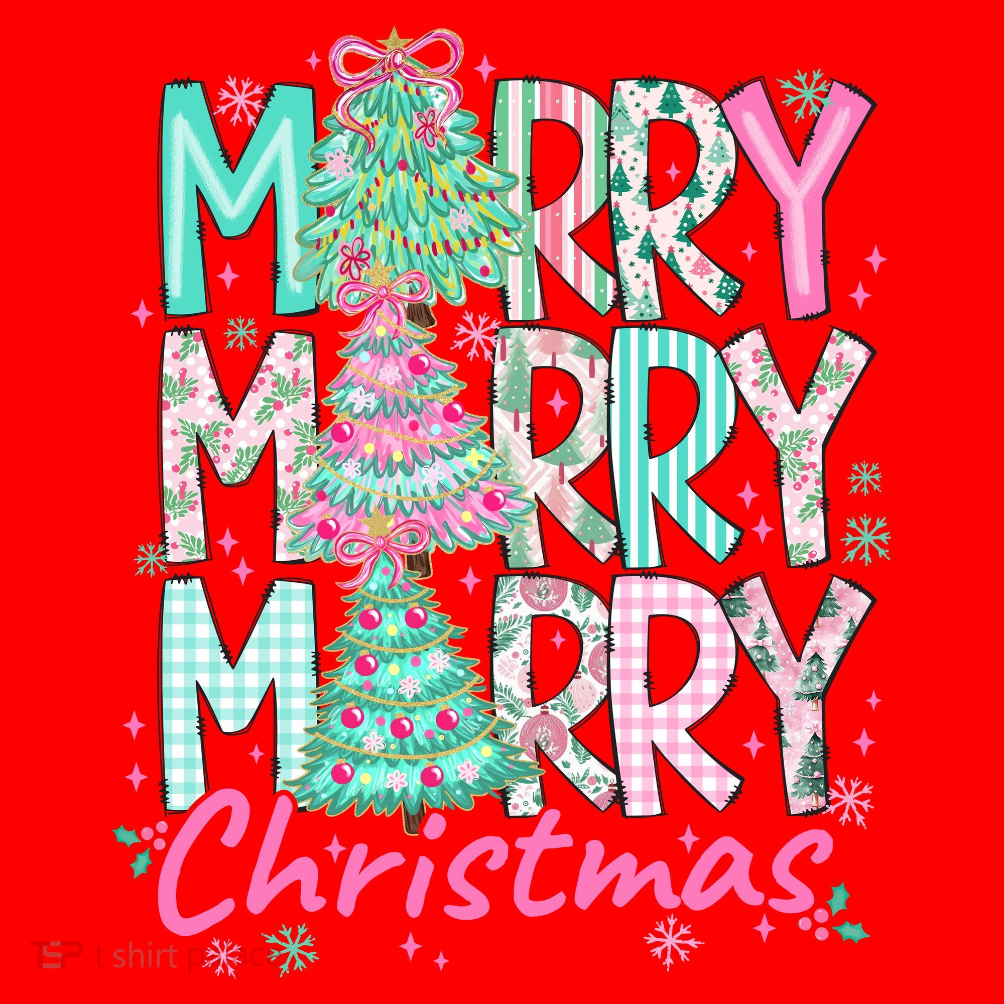 Floral Merry Merry Merry Christmas Holiday Festive Santa Hat