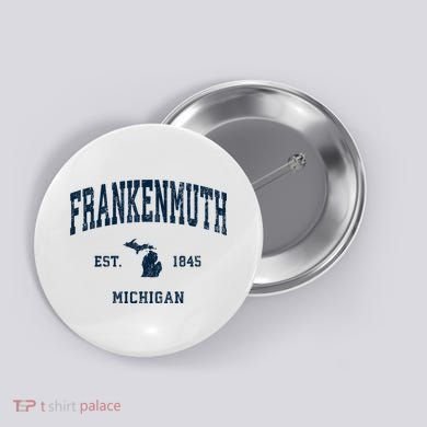 Frankenmuth Michigan Mi Vintage Athletic Button