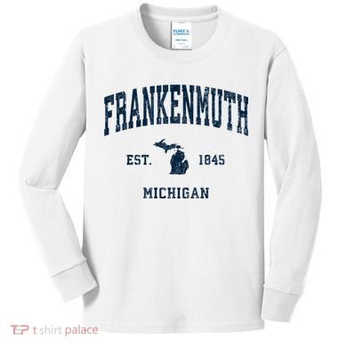Frankenmuth Michigan Mi Vintage Athletic Kids Long Sleeve Shirt