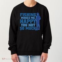 Fishing Makes Me Happy Funny Women's Sweatshirt thumb 0