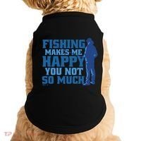 Fishing Makes Me Happy Funny Doggie Tank thumb 0