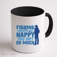 Fishing Makes Me Happy Funny Coffee Mug thumb 1
