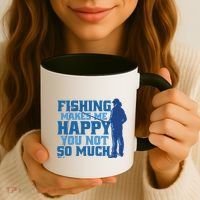 Fishing Makes Me Happy Funny Coffee Mug thumb 3