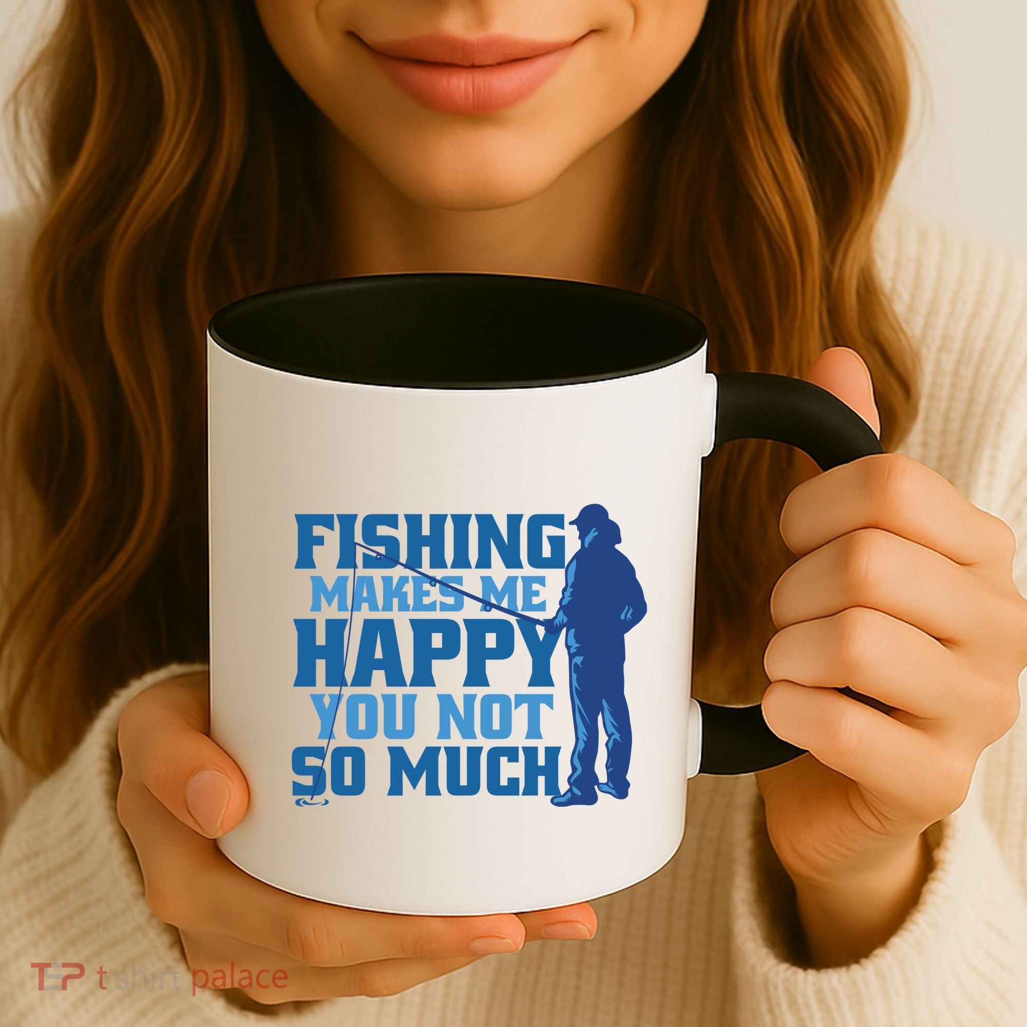 Fishing Makes Me Happy Funny Coffee Mug
