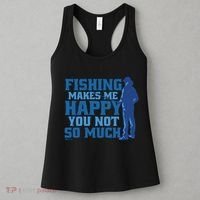 Fishing Makes Me Happy Funny Women's Tank Top thumb 3