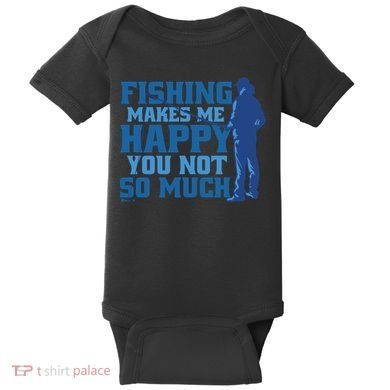 Fishing Makes Me Happy Funny Baby Bodysuit
