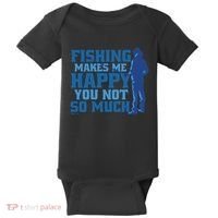 Fishing Makes Me Happy Funny Baby Bodysuit thumb 0