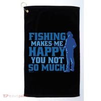 Fishing Makes Me Happy Funny Golf Towel thumb 0