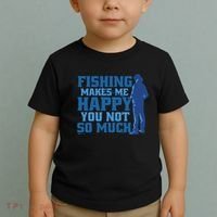 Fishing Makes Me Happy Funny Toddler T-Shirt thumb 2