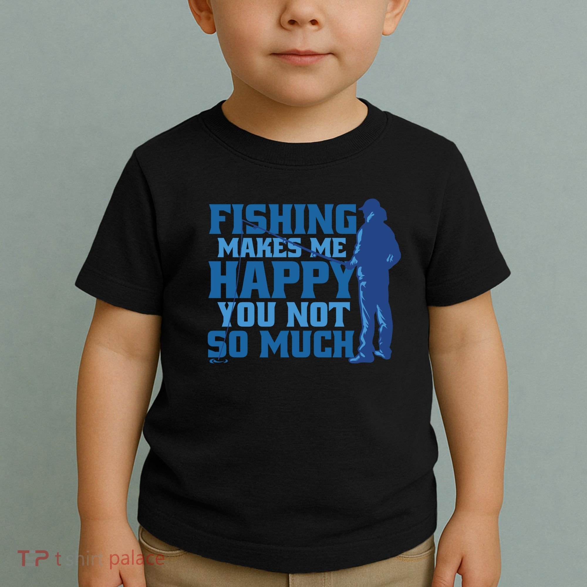 Fishing Makes Me Happy Funny Toddler T-Shirt