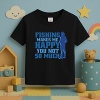 Fishing Makes Me Happy Funny Toddler T-Shirt thumb 3