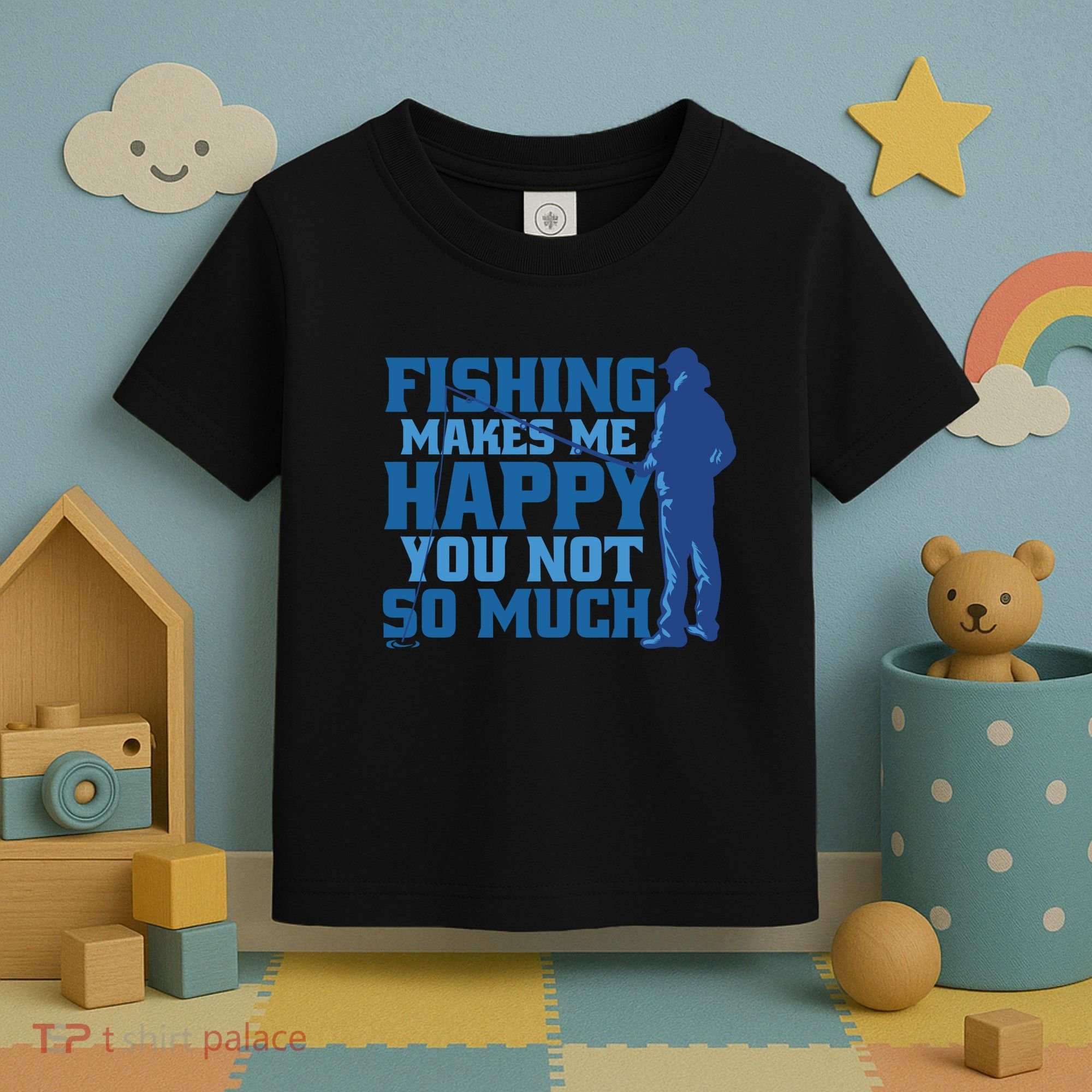 Fishing Makes Me Happy Funny Toddler T-Shirt