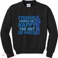 Fishing Makes Me Happy Funny Kids Sweatshirt thumb 0