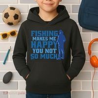 Fishing Makes Me Happy Funny Kids Hoodie thumb 2