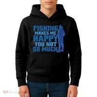 Fishing Makes Me Happy Funny Kids Hoodie thumb 4