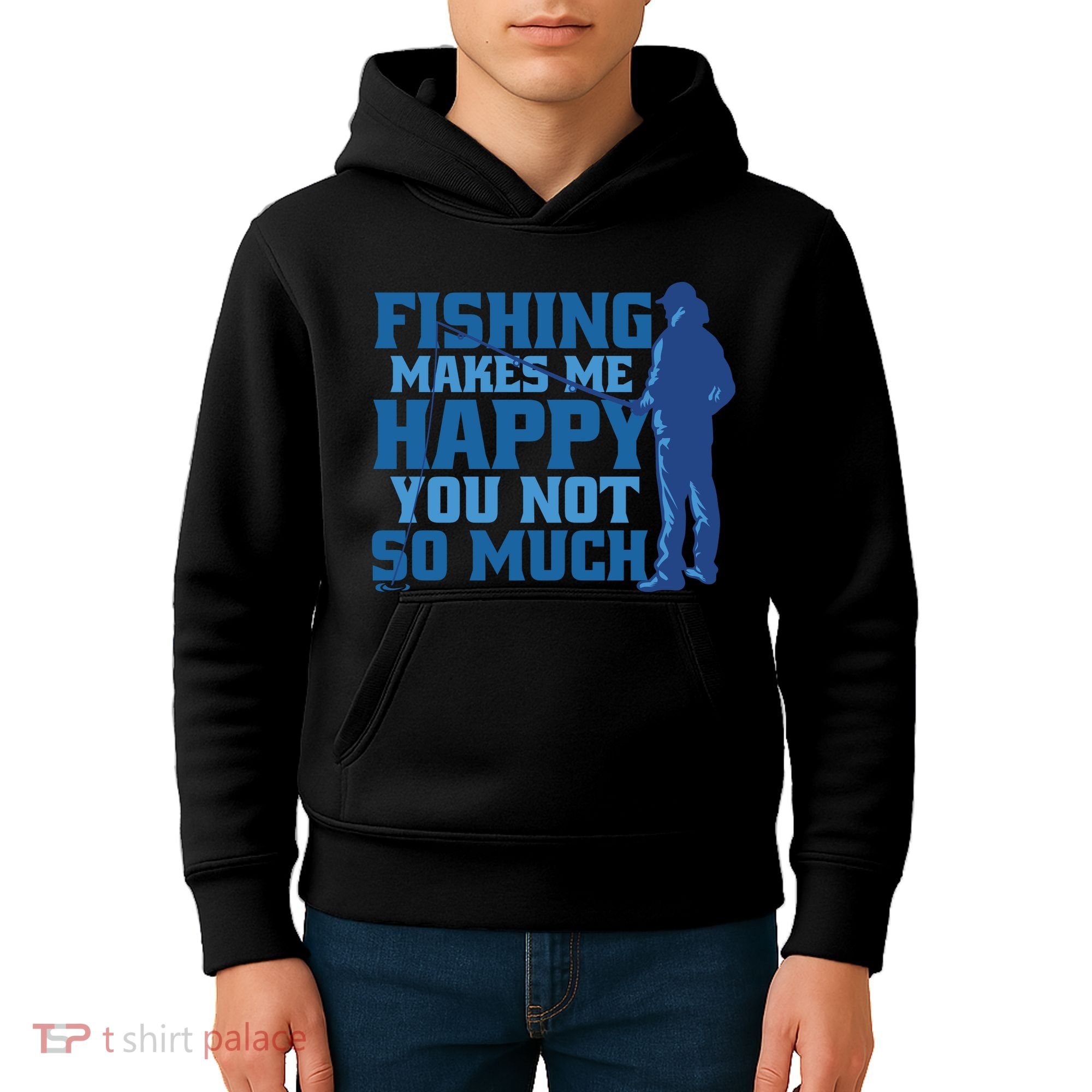Fishing Makes Me Happy Funny Kids Hoodie