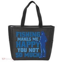 Fishing Makes Me Happy Funny Tote Bag thumb 0