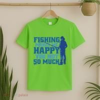 Fishing Makes Me Happy Funny T-Shirt thumb 2