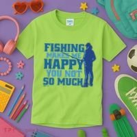 Fishing Makes Me Happy Funny Kids T-Shirt thumb 3