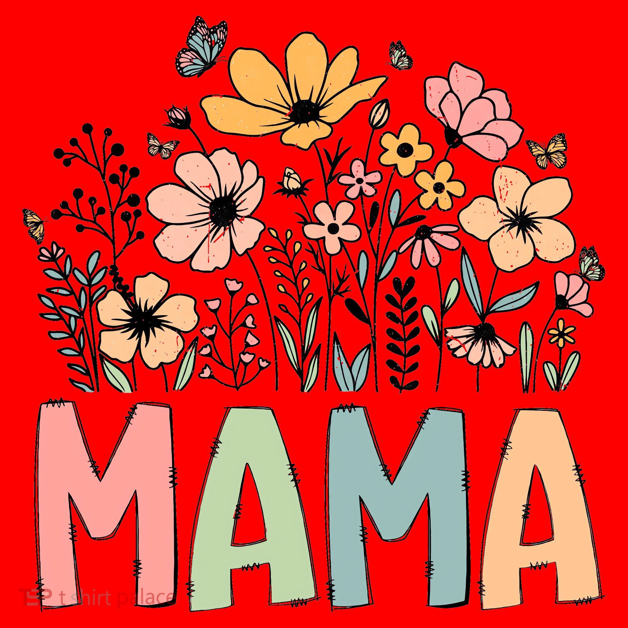 Floral Mama Mothers Day Wildflowers Santa Hat