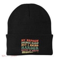 Funny My Nephew Swings Hard But I Swing Beanie thumb 0