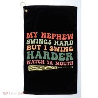 Funny My Nephew Swings Hard But I Swing Golf Towel thumb 0
