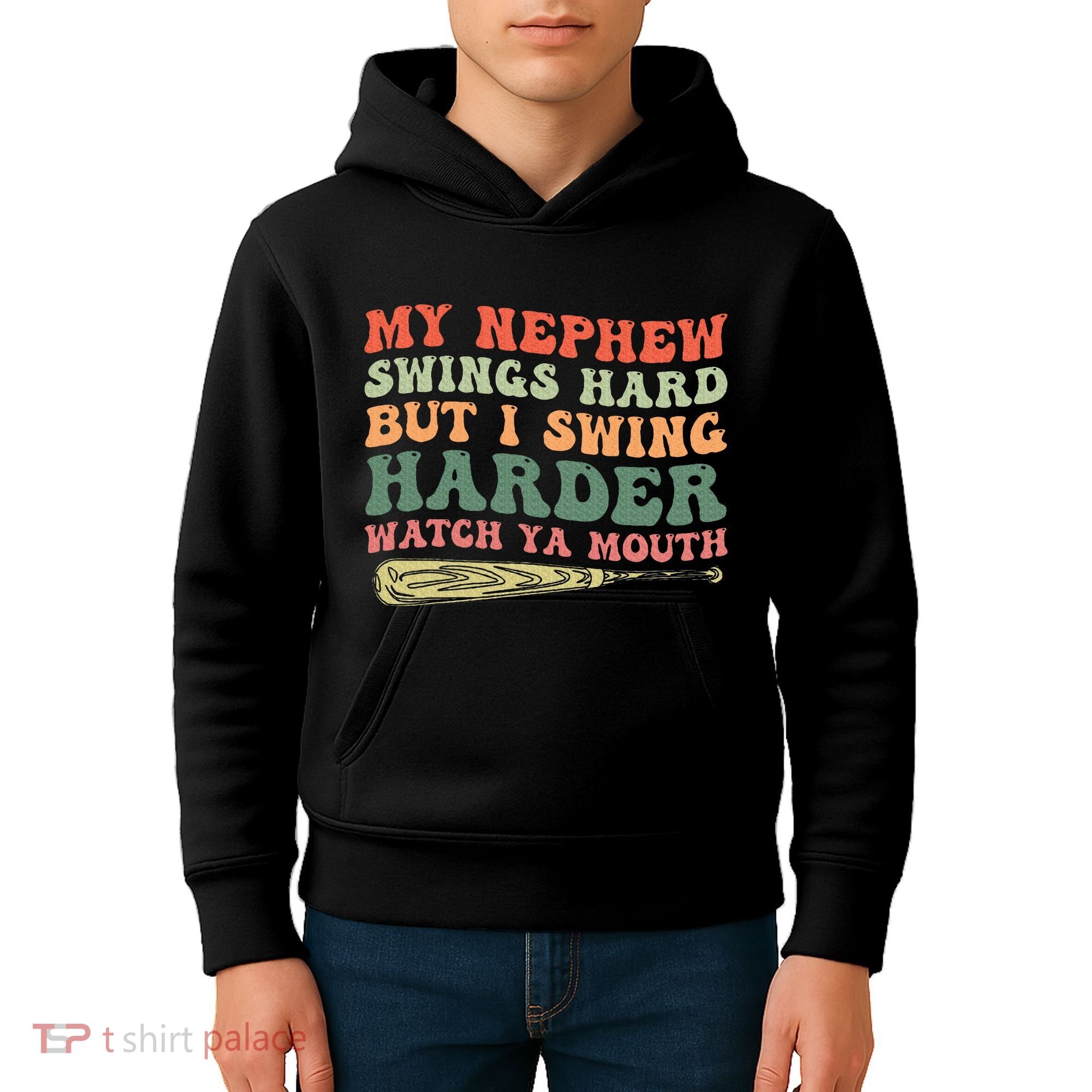Funny My Nephew Swings Hard But I Swing Kids Hoodie