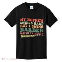 Funny My Nephew Swings Hard But I Swing Kids T-Shirt thumb 0