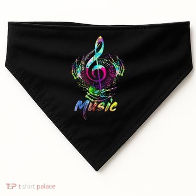 Funny Musical Note Gift Funky Colorful Music Treble Clef Gift USA-Made Doggie Bandana