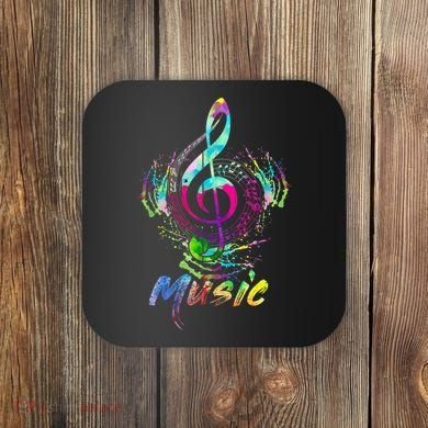 Funny Musical Note Gift Funky Colorful Music Treble Clef Gift Coaster