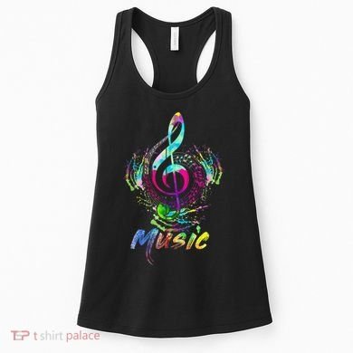 Funny Musical Note Gift Funky Colorful Music Treble Clef Gift Women's Tank Top