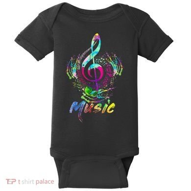 Funny Musical Note Gift Funky Colorful Music Treble Clef Gift Baby Bodysuit