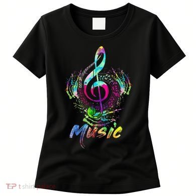 Funny Musical Note Gift Funky Colorful Music Treble Clef Gift Women's T-Shirt