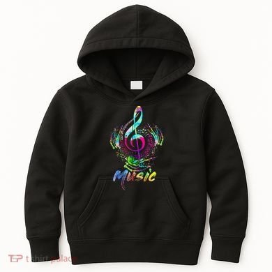 Funny Musical Note Gift Funky Colorful Music Treble Clef Gift Kids Hoodie