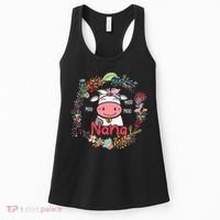 Funny Moo Nana Cute Cow Bow Tie Flowers Happy Mother's Day Women's Tank Top thumb 0