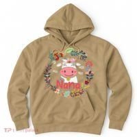 Funny Moo Nana Cute Cow Bow Tie Flowers Happy Mother's Day Hoodie thumb 0