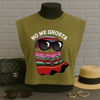 Funny Mexican No Me Ghosta Halloween Ghost Garment-Dyed Women's Muscle Tee thumb 3