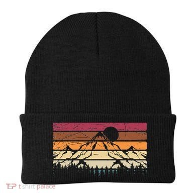 Forest Mountain Outdoors Nature Wildlife Trees Retro Hiking Beanie