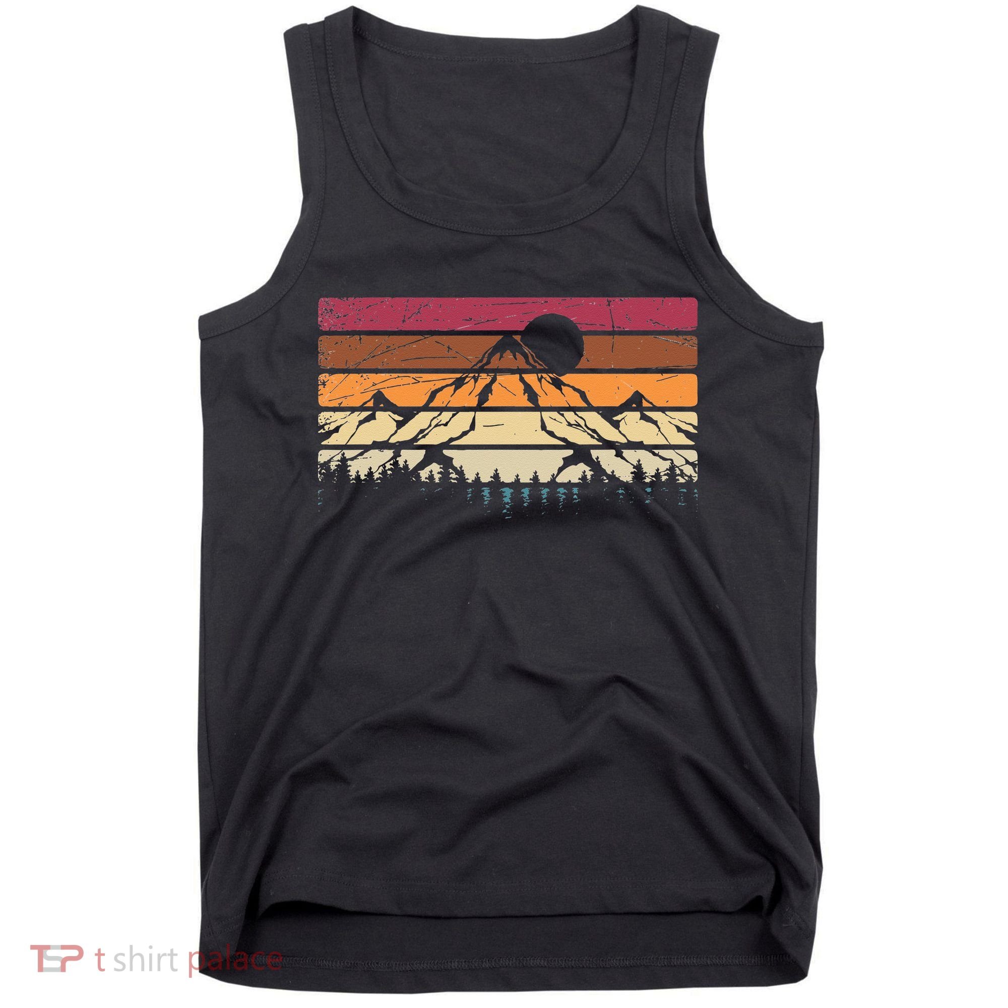 Forest Mountain Outdoors Nature Wildlife Trees Retro Hiking Tank Top
