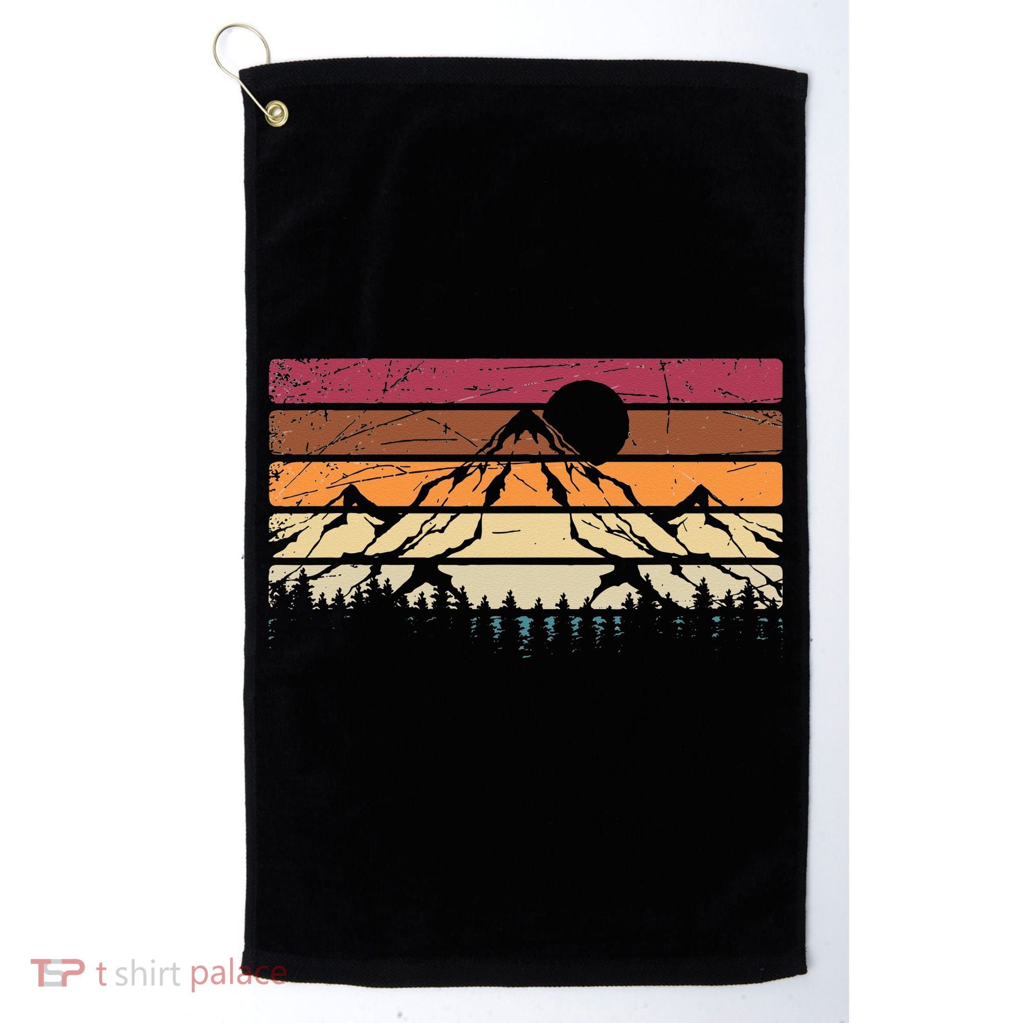 Forest Mountain Outdoors Nature Wildlife Trees Retro Hiking Golf Towel