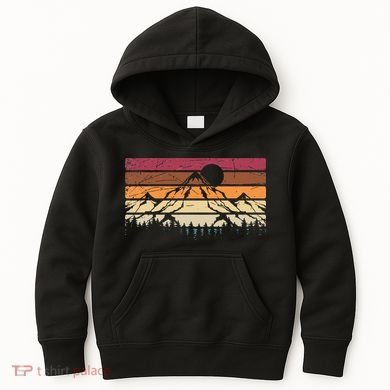 Forest Mountain Outdoors Nature Wildlife Trees Retro Hiking Kids Hoodie