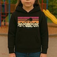 Forest Mountain Outdoors Nature Wildlife Trees Retro Hiking Kids Hoodie thumb 3