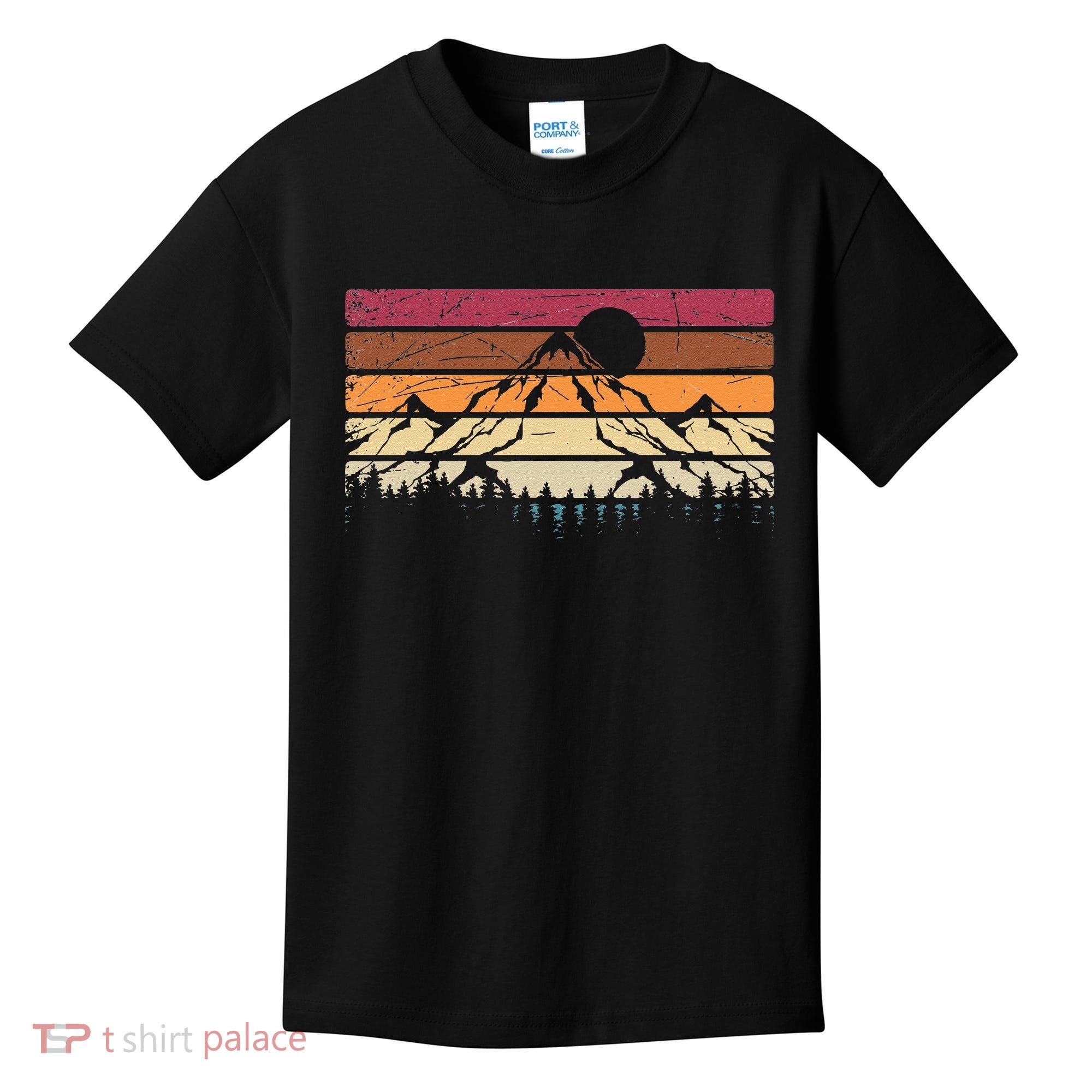 Forest Mountain Outdoors Nature Wildlife Trees Retro Hiking Kids T-Shirt
