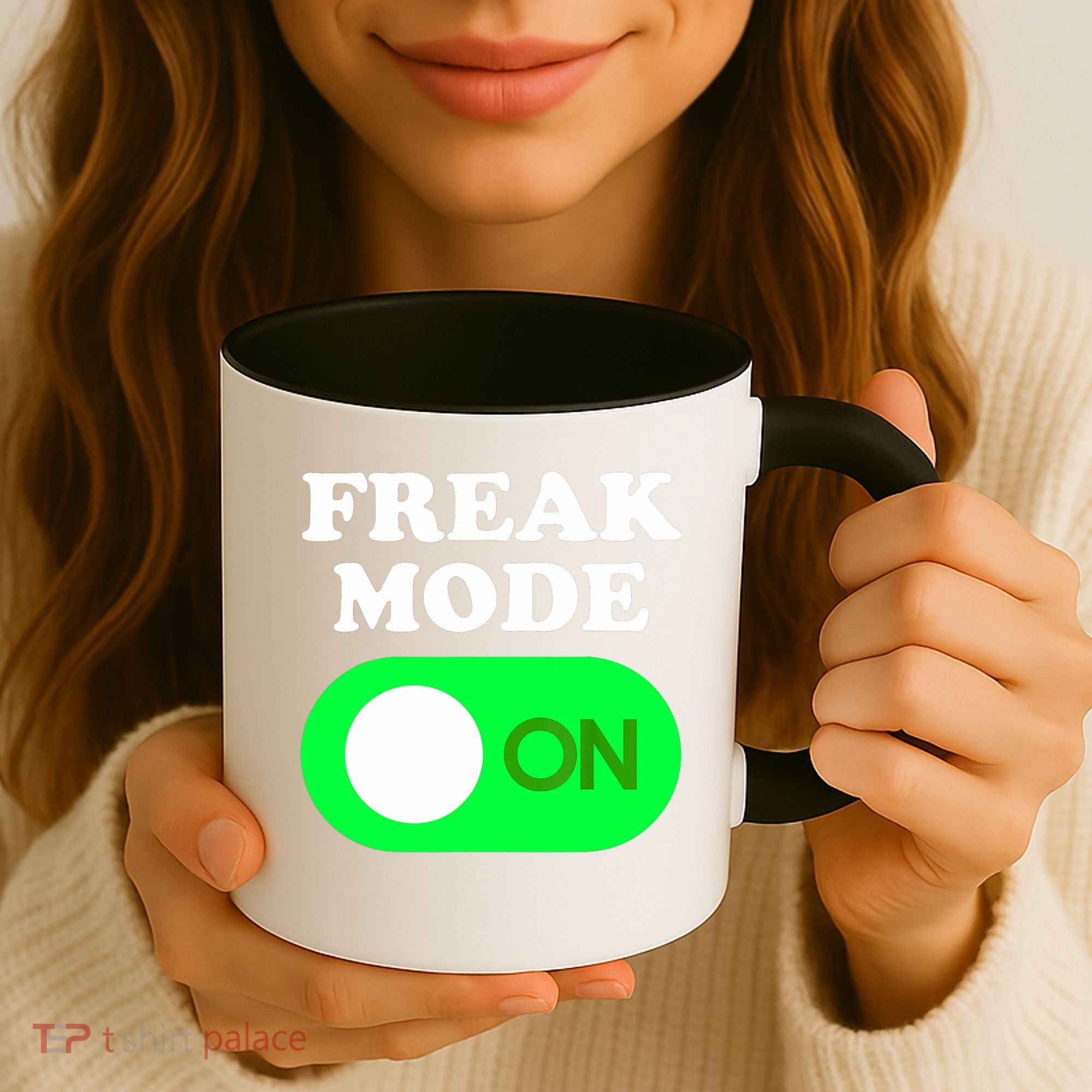 FREAK MODE ON - Funny Power Button Freaky Viral Slang Meme  Coffee Mug