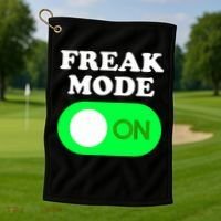 FREAK MODE ON - Funny Power Button Freaky Viral Slang Meme  Golf Towel thumb 1