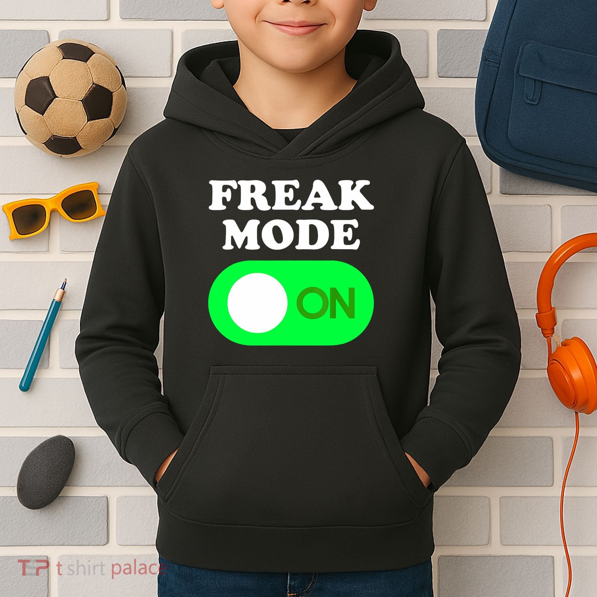 FREAK MODE ON - Funny Power Button Freaky Viral Slang Meme  Kids Hoodie